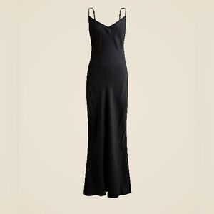 J. Crew Women’s V-neck Maxi Slip Dress in Cupro-blend Crepe Black Size 6 NWT